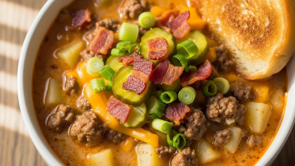 Creamy Cheeseburger Soup (Hearty, Cheesy & One-Pot Comfort)