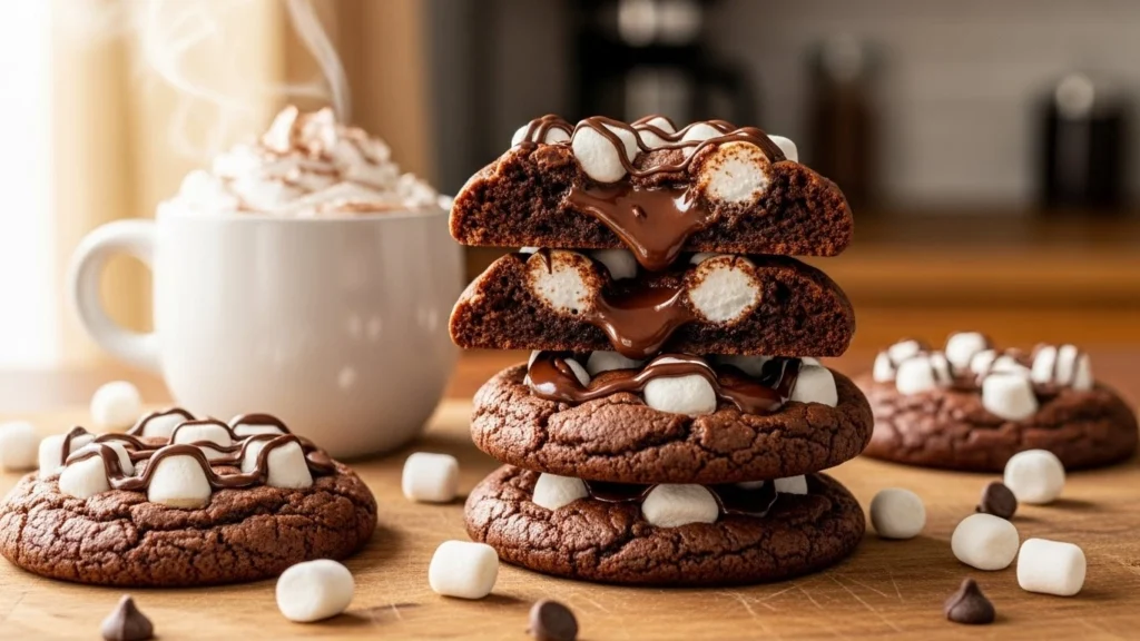 Hot Cocoa Cookies (Soft Chocolate Cookies with Gooey Marshmallows)