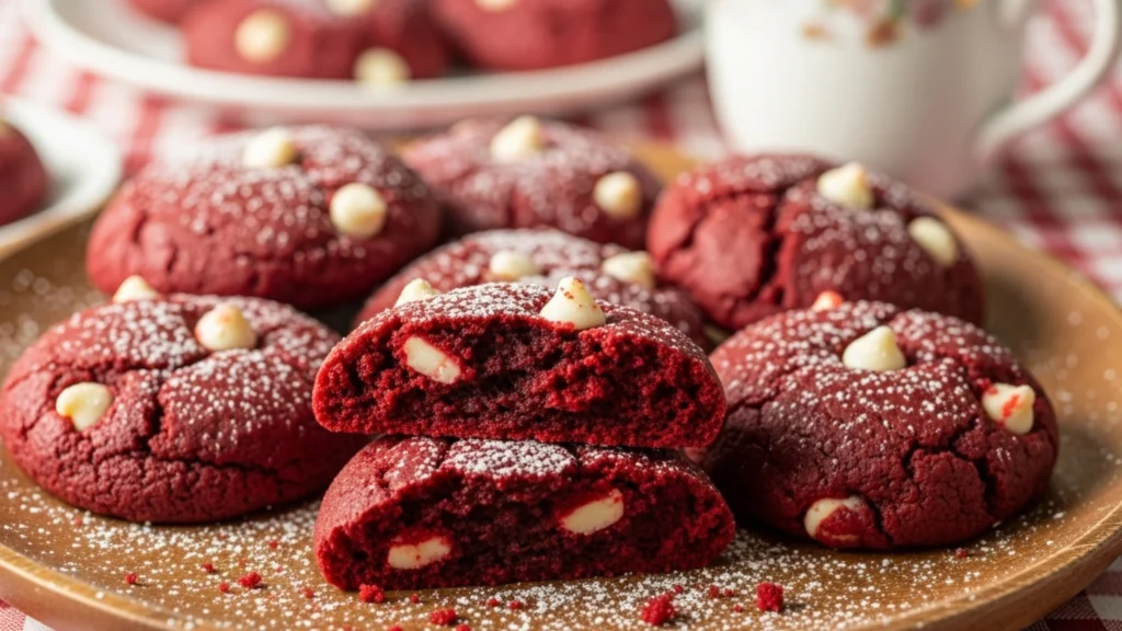 Soft & Chewy Red Velvet Cookies (Bakery-Style with White Chocolate)
