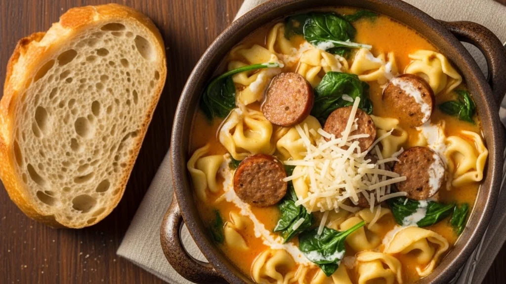 Creamy Tortellini Soup with Sausage & Spinach (One-Pot Comfort)