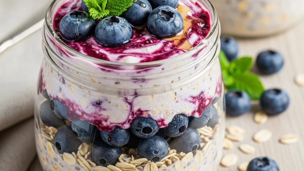 Blueberry Overnight Oats (Creamy, Fruity & 5-Minute Prep)