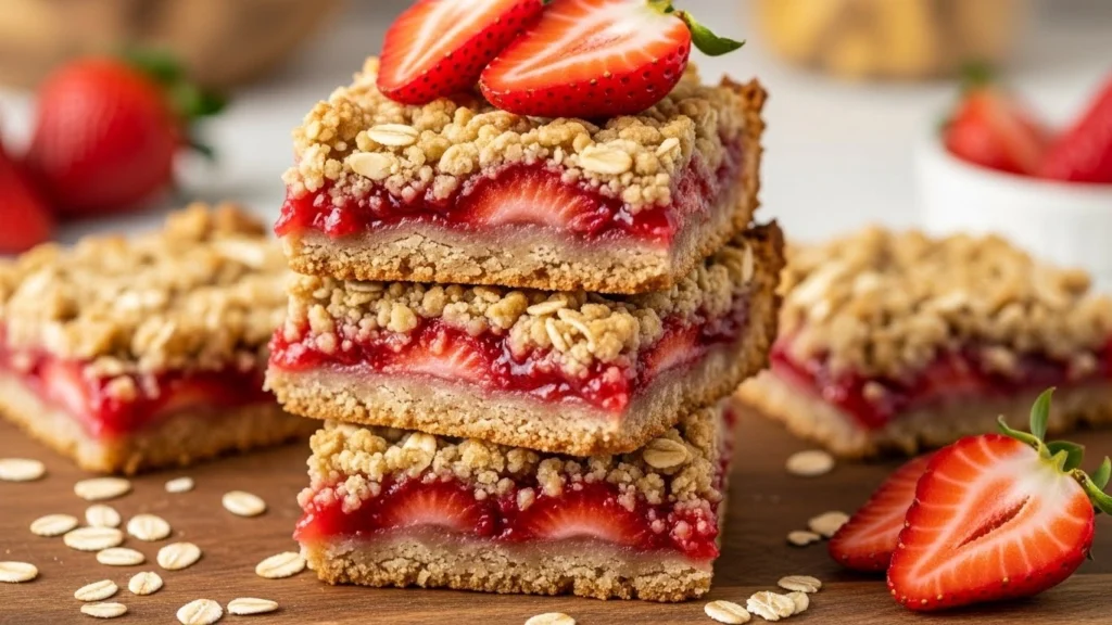 Gluten-Free Strawberry Oatmeal Bars (Healthy Breakfast or Dessert)