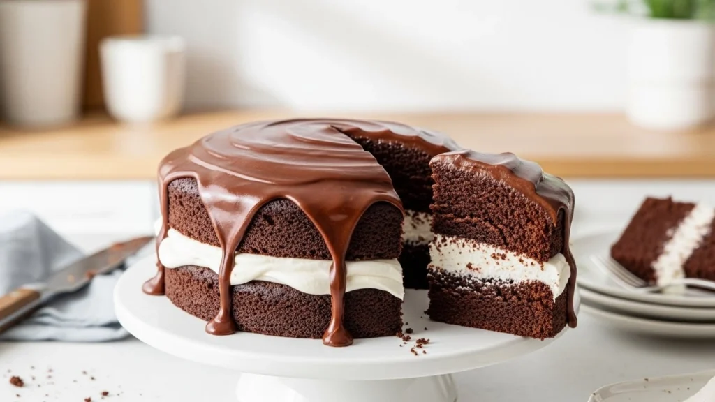 Homemade Ding Dong Cake (Chocolate Cream-Filled Layer Cake)