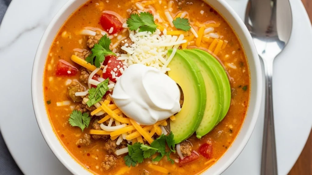 Keto Taco Soup (Creamy, Cheesy & One-Pot Low-Carb Comfort)